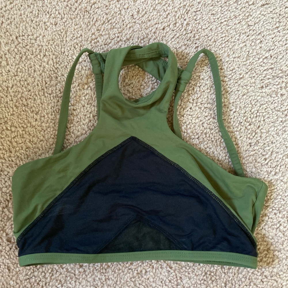 L*Space Green and Black Swim Top
